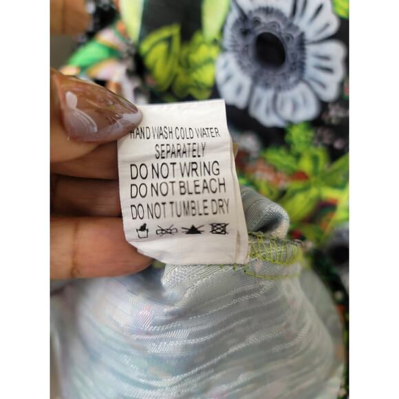 Kosmios Shirt Women's Large Multicolor Puff Sleeve Peplum Top High Low - Picture 12 of 14